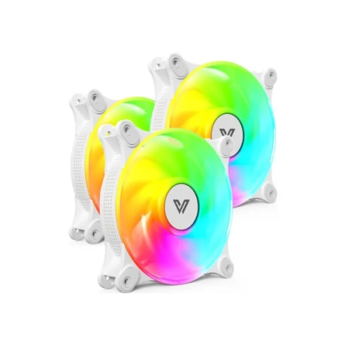 VALUE-TOP CR10-W1232ARGB 12CM 3PCS ARGB FAN KIT WITH 10-PORT CONTROL HUB (WHITE)